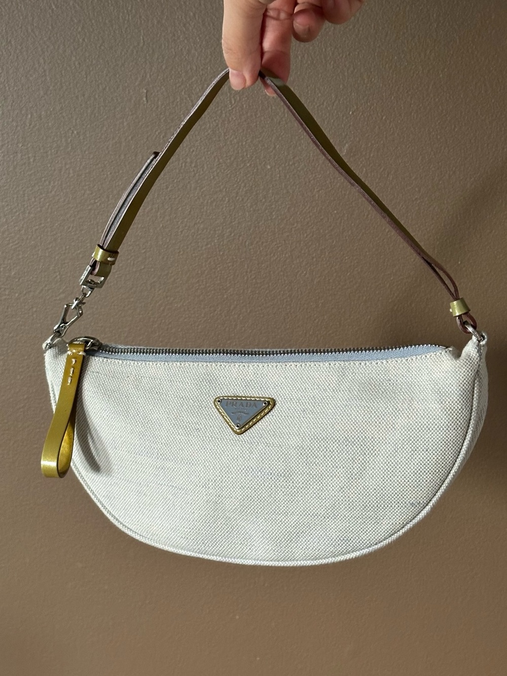 PRADA Rare Light Denim Canvas Crescent Shoulder Bag